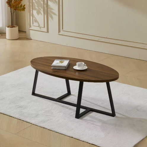 Brown oval coffee table with iron bases 110*60*45 Brown oval coffee table with iron bases 110*60*45