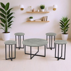 Modern gray serving table set with iron bases