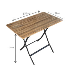 Portable brown wooden folding rectangular table 120*70*74 cm