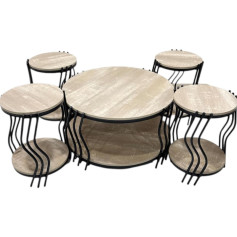 Modern and contemporary beige two-tier wooden table set