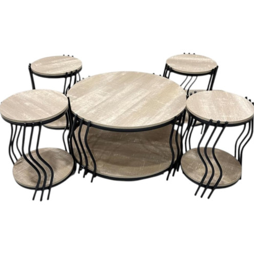 Modern and contemporary beige two-tier wooden table set Modern and contemporary beige two-tier wooden table set