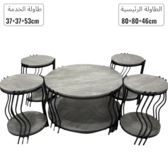 طقم طاولات خشب دورين باللون الرمادي حديث وعصري