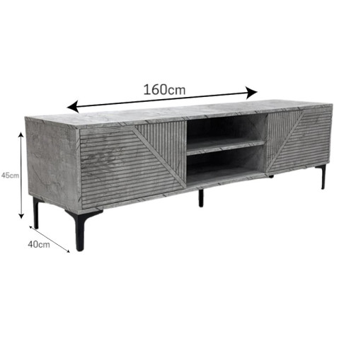 160cm grey patterned wood plasma table