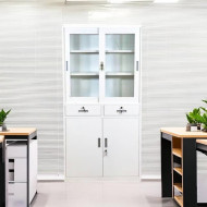 2-door white office file cabinet