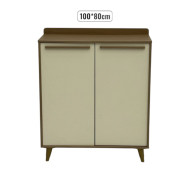 Beige and brown two-door wooden wardrobe, 100*80cm