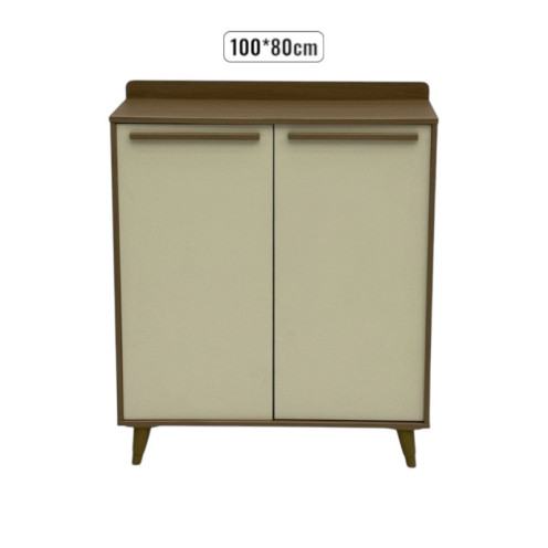 Beige and brown two-door wooden wardrobe, 100*80cm