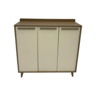 3-door wooden wardrobe in beige and brown, 100 x 100 cm
