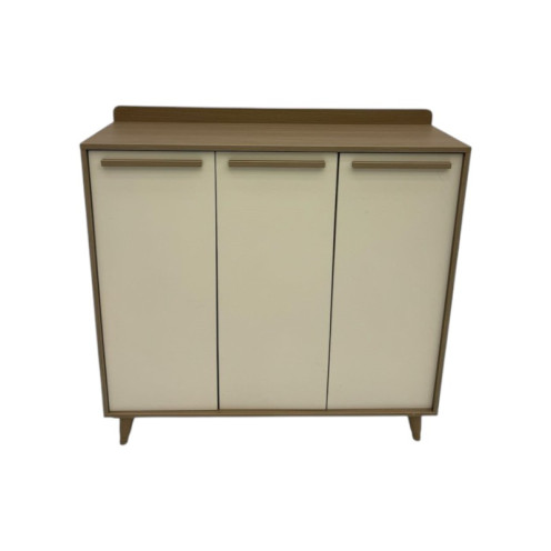 3-door wooden wardrobe in beige and brown, 100 x 100 cm