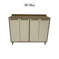 4-door wooden wardrobe in beige and brown, 120 x 100 cm