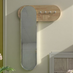 Stylish and modern clothes hanger with oval mirror