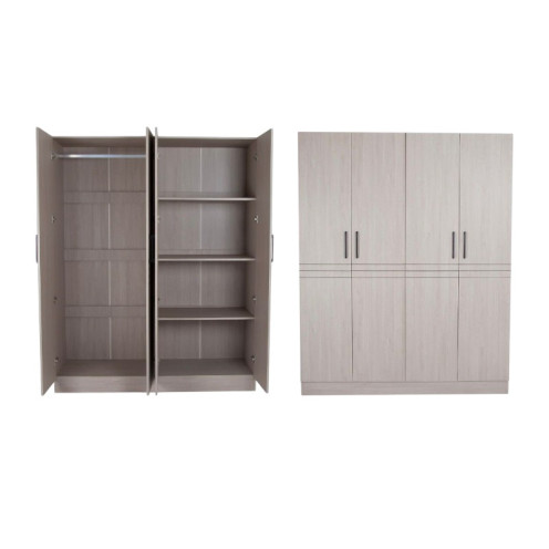 دولاب ملابس كبير ٤ باب خشب باللون البني حديث وشكل عصري بعدة الوان