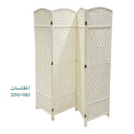 حاجز بارتشن من الخوص والخشب باللون الابيض 180*200 سم