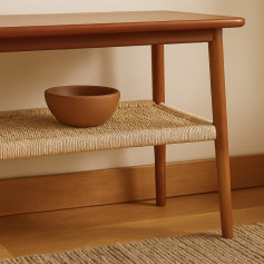 Nasmat TV table, wood and fabric, modern shape, 160 cm