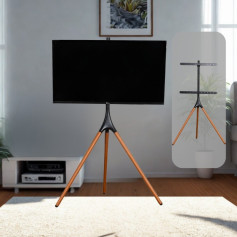 Floor TV Stand, Studio TV Stand, Adjustable TV Stand for 45 55 65 Inch LED OLED with Swivel Base Height 140cm