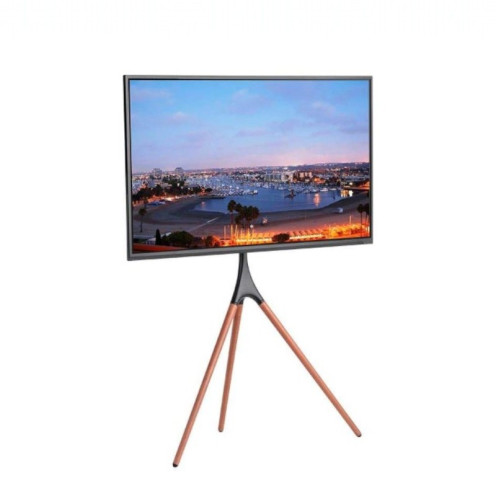 حامل تلفزيون ارضي ، حامل تلفزيون استوديو، حامل تلفزيون قابل للتعديل 45 55 65 بوصة LED OLED مع قاعدة دوارة ارتفاع 140cm