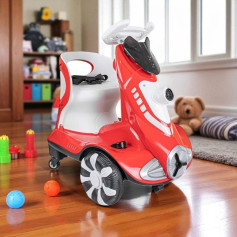 Four-wheel electric scooter with lights and bubbles in multiple colors