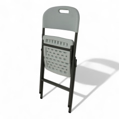 White folding fiber chair with iron legs