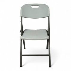 White folding fiber chair with iron legs
