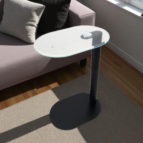 Single service table with black glass top, size 24*37*56 cm, in several colors and shapes