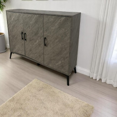 Shoe cabinet with three doors 4 shelves and two separate shelves in brown and gray and several other colors