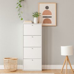 Sturdy and modern white 4-drawer shoe cabinet