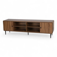 Modern plasma table with shelves, distinctive design, 163 cm, brown