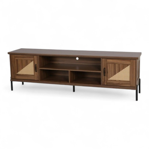 Modern and contemporary plasma table with door shelves made of rattan, 180 cm