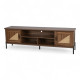 Modern and contemporary plasma table with door shelves made of rattan, 180 cm
