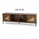 Modern and contemporary plasma table with door shelves made of rattan, 180 cm