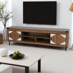 Modern TV table with modern doors in white, 160 cm