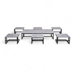Modern 6+1 Grey Wooden Floor Table
