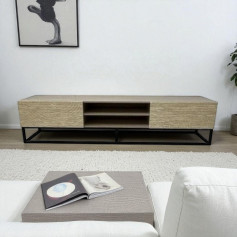 Plasma TV table with an elegant and sophisticated design in beige, 200 cm.