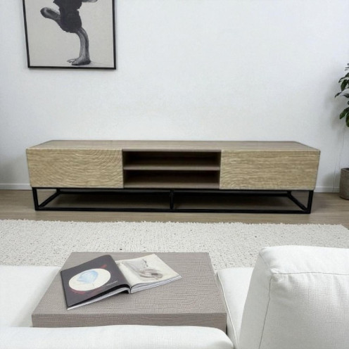Plasma TV table with an elegant and sophisticated design in beige, 200 cm.