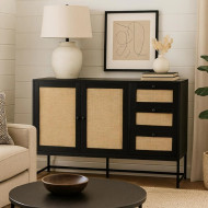 Modern black wooden wardrobe with luxurious design and multiple drawers, 120 cm