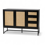 Modern black wooden wardrobe with luxurious design and multiple drawers, 120 cm
