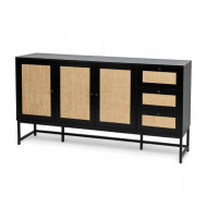 Modern black wooden wardrobe with luxurious design and multiple drawers, 160 cm