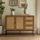 Modern wooden console buffet cabinet with multiple drawers, ideal for storage and a natural decorative touch, 120 cm
