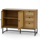 Modern wooden console buffet cabinet with multiple drawers, ideal for storage and a natural decorative touch, 120 cm