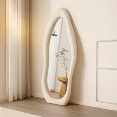 مرايا ديكور طويلة بإطار مخملي تصميم مموج حديث وعصري 170سم