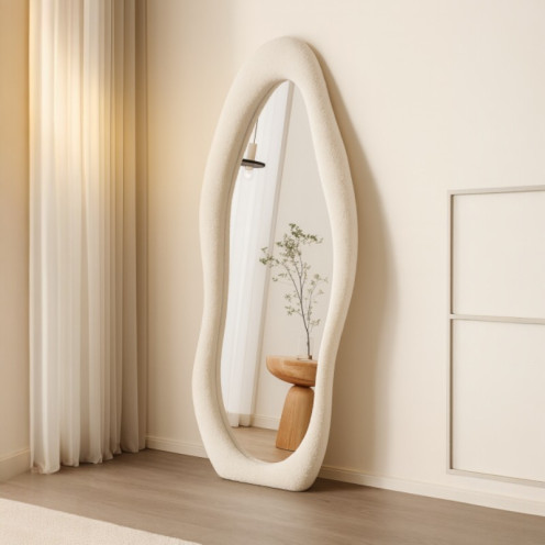 مرايا ديكور طويلة بإطار مخملي تصميم مموج حديث وعصري 170سم