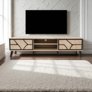 A modern and contemporary Malaysian plasma table in wood with elegant engravings and details, 160 cm.