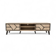 A modern and contemporary Malaysian plasma table in wood with elegant engravings and details, 160 cm.
