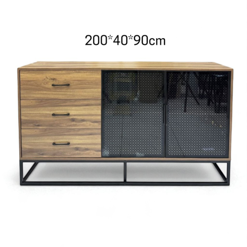 Modern and contemporary brown wooden buffet cabinet with glass, 200 cm Modern and contemporary brown wooden buffet cabinet with glass, 200 cm