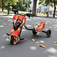 36V Electric Drift Scooter for Kids, Modern Orange with Graphics