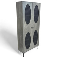 2-door rattan shoe cabinet with 8 shelves in gray, 173 cm