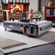 Black Tamatek Single Burner Gas Stove for Camping and Hiking