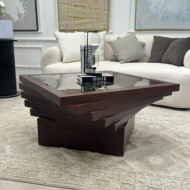 طاولات تقديم مربع سنديان لون بني 7 قطع عصري وحديث 