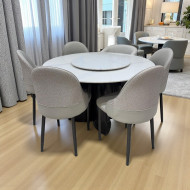 Luxury and modern dining table with 6 white chairs