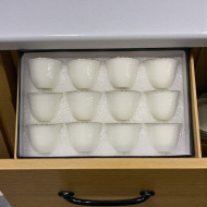 12-piece white decorated coffee cup set