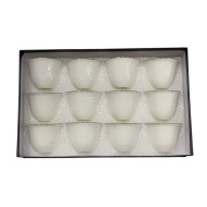 12-piece white decorated coffee cup set